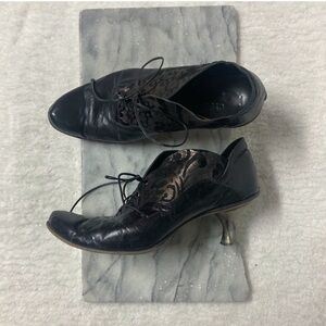 Cydwoq Oxford Lace Up Heels Size 8.5 Black Leather Antique Goth Whimsigoth